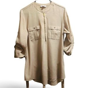 Calvin Klein Casual Tan Brown Blouse Silk